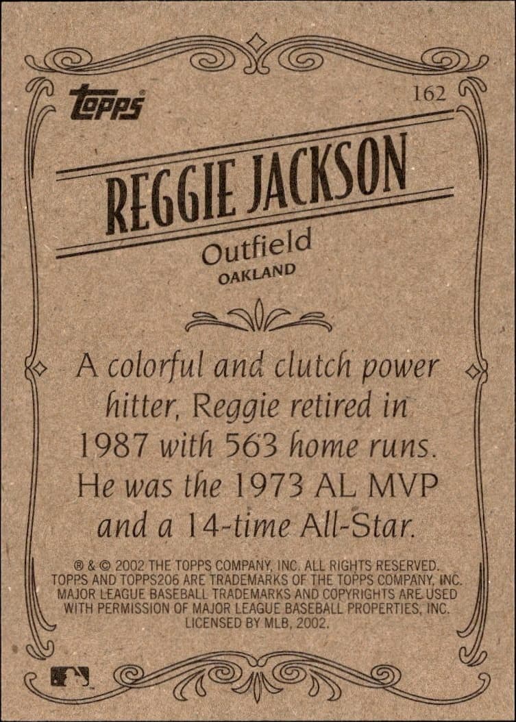 2002 Topps 206 Reggie Jackson #162 baseball trading card back