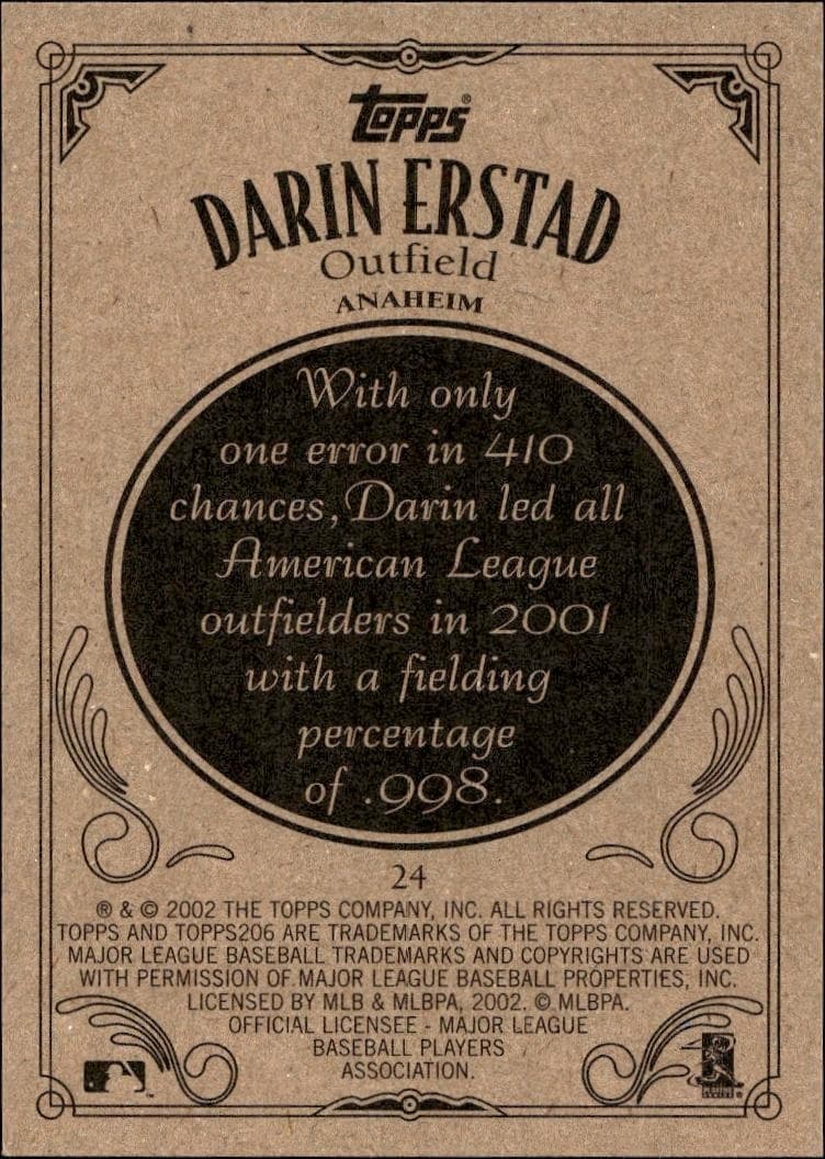 2002 Topps 206 Darin Erstad #24 baseball trading card back