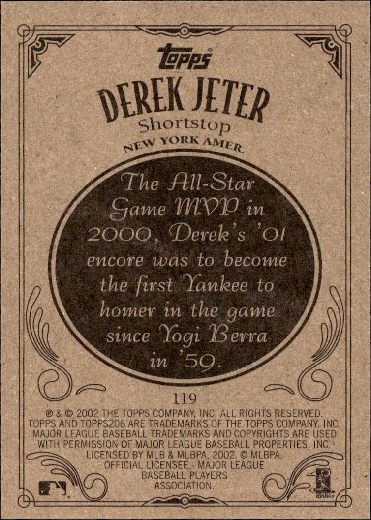 2002 Topps 206 Derek Jeter #119 baseball trading card back