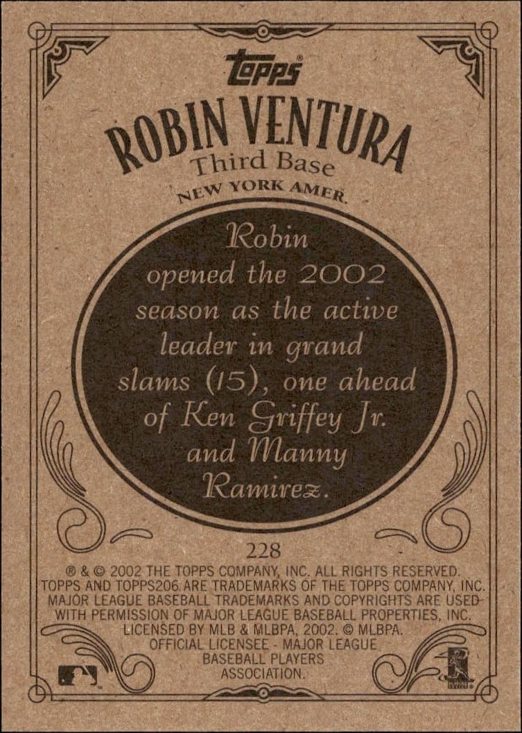 2002 Topps 206 Robin Ventura #228 baseball trading card back