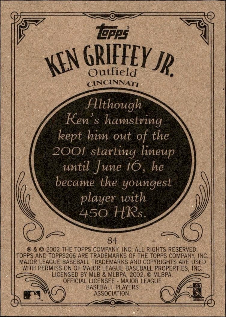 2002 Topps 206 Ken Griffey Jr. #84 baseball trading card back