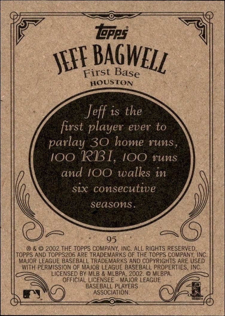 2002 Topps 206 Jeff Bagwell #95 baseball trading card back