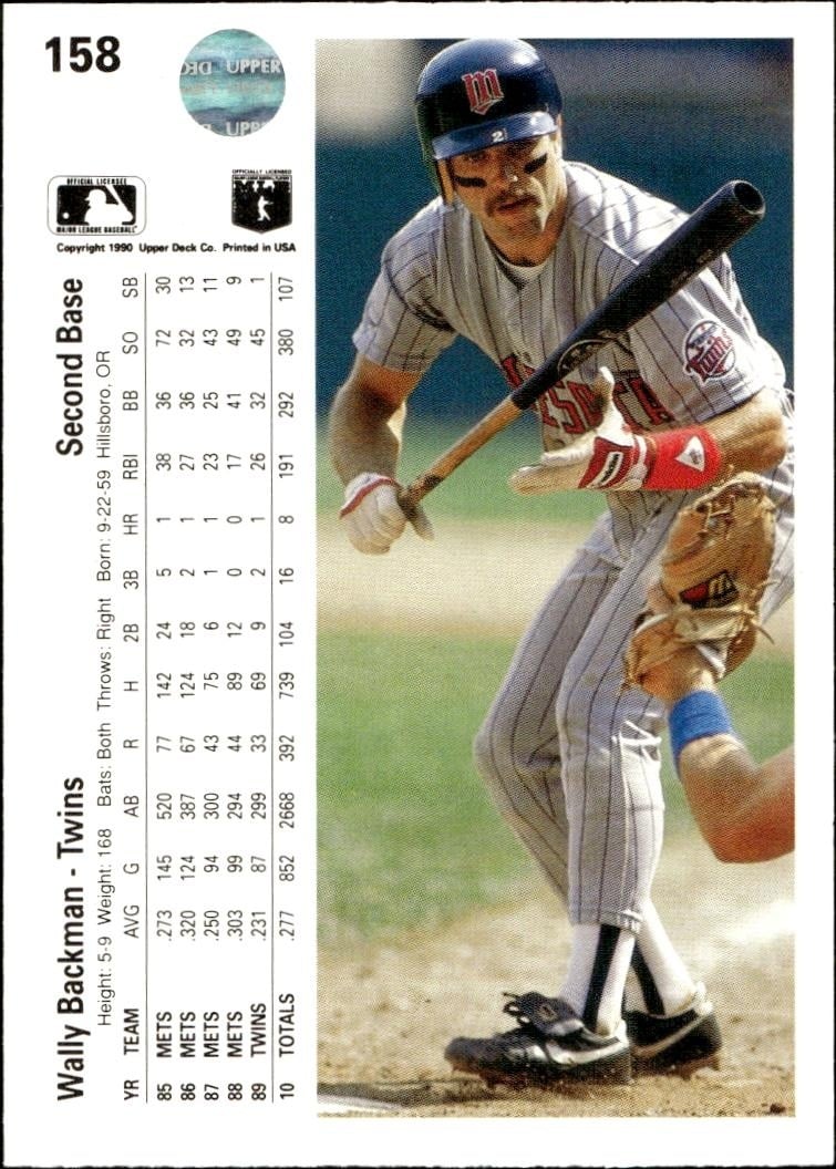 1990 Upper Deck Wally Backman #158 baseball trading card back