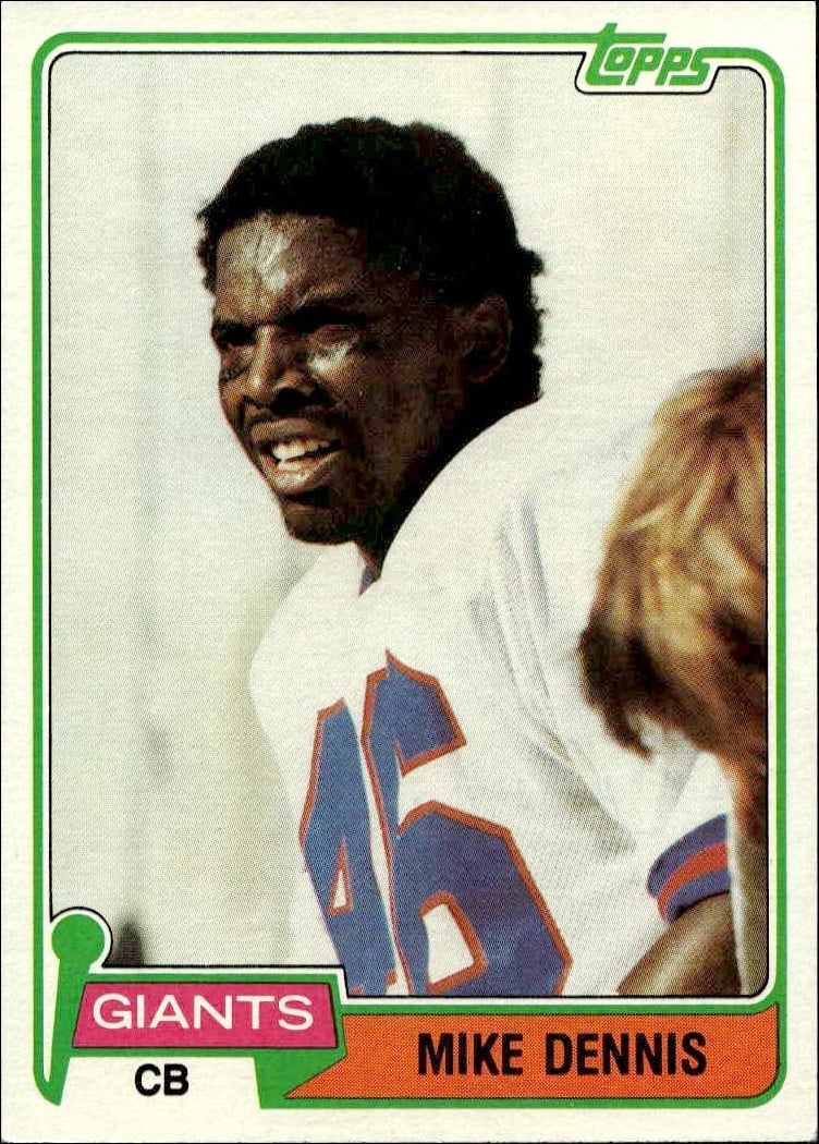 1981 Topps Mike Dennis #156 football trading card front