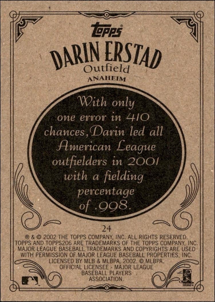 2002 Topps 206 Darin Erstad #24 baseball trading card back