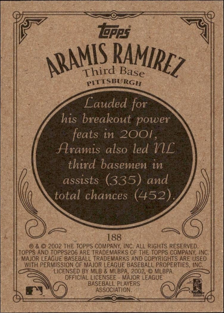 2002 Topps 206 Aramis Ramirez #188 baseball trading card back