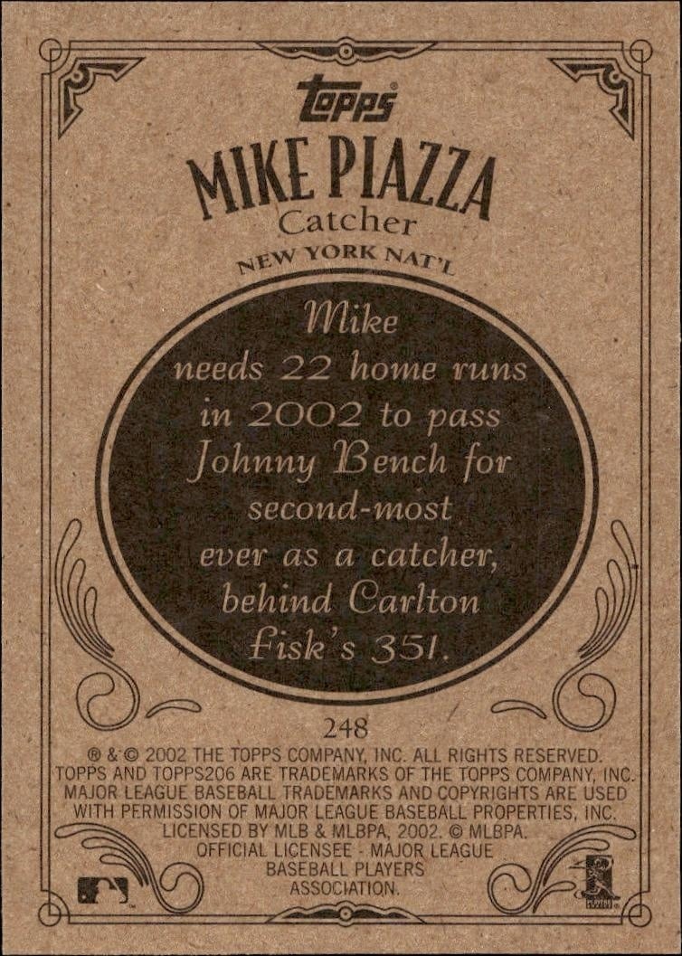 2002 Topps 206 Mike Piazza #248 baseball trading card back