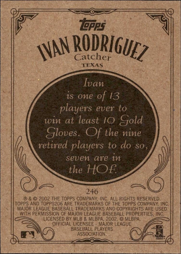 2002 Topps 206 Ivan Rodriguez #246 baseball trading card back