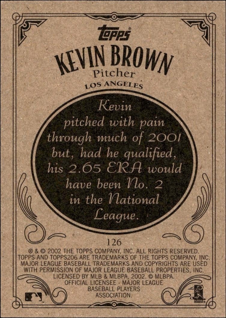 2002 Topps 206 Kevin Brown #126 baseball trading card back
