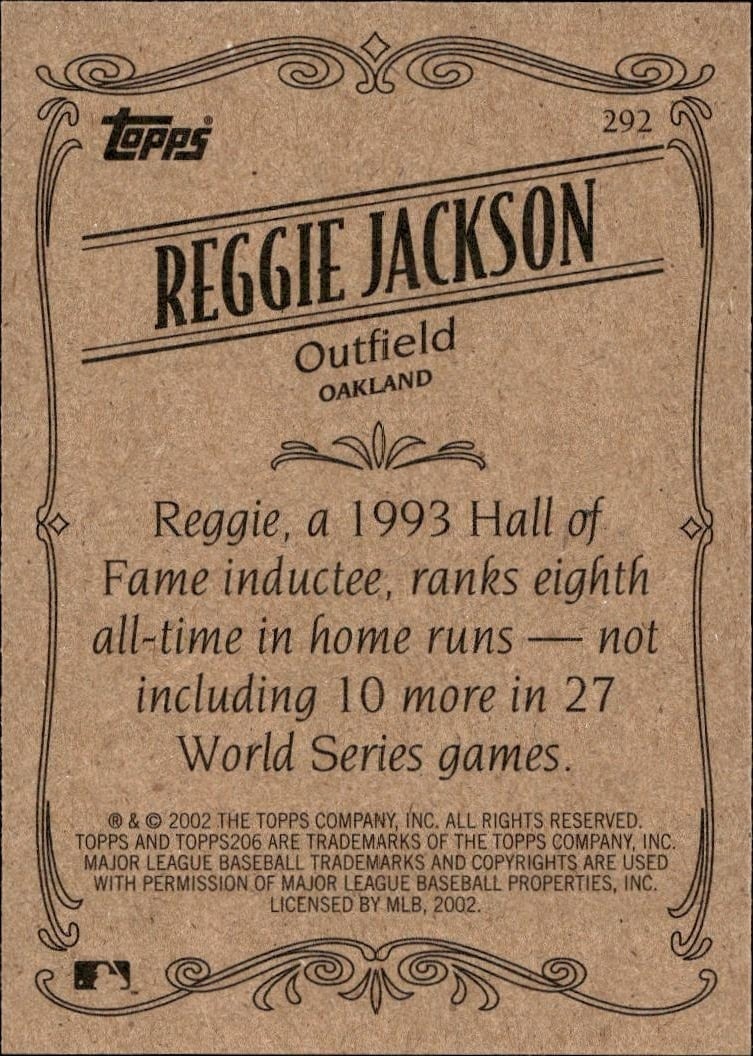 2002 Topps 206 Reggie Jackson #292 baseball trading card back