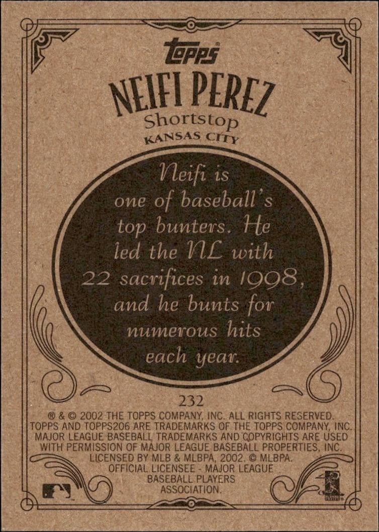 2002 Topps 206 Neifi Perez #232 baseball trading card back