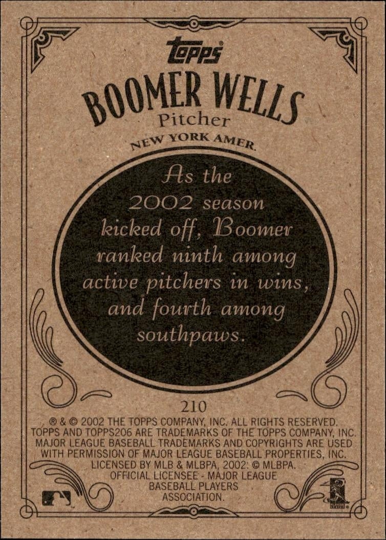 2002 Topps 206 David Wells #210 baseball trading card back