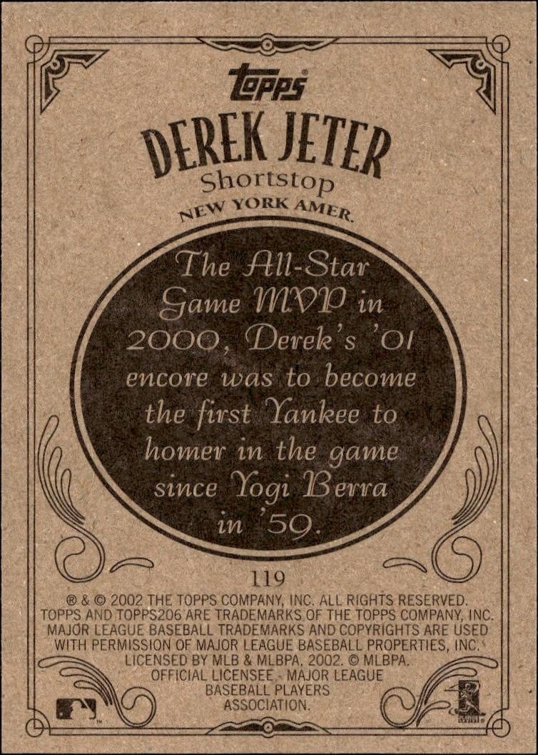 2002 Topps 206 Derek Jeter #119 baseball trading card back