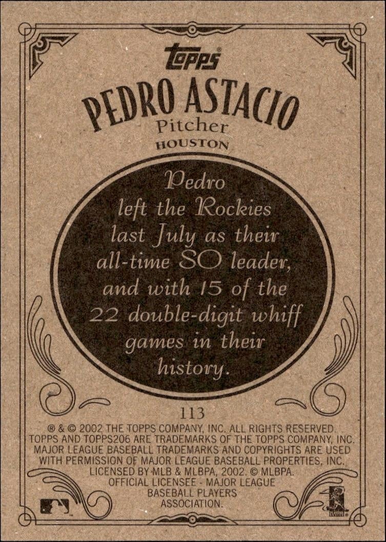2002 Topps 206 Pedro Astacio #113 baseball trading card back