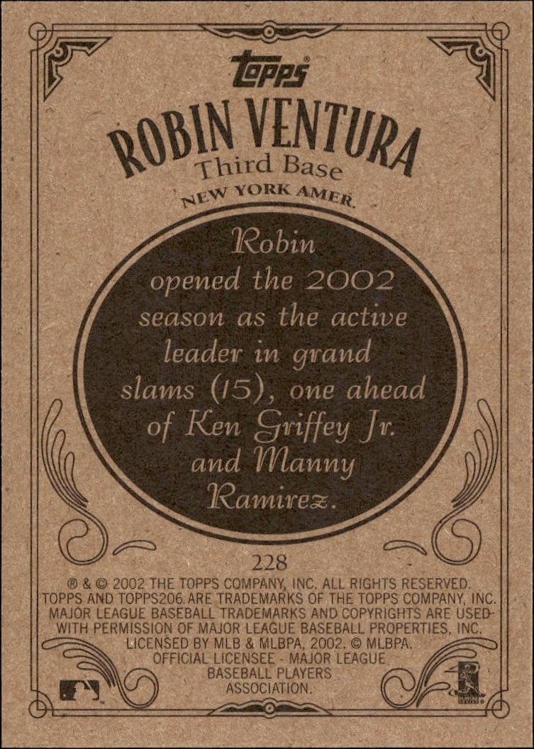 2002 Topps 206 Robin Ventura #228 baseball trading card back