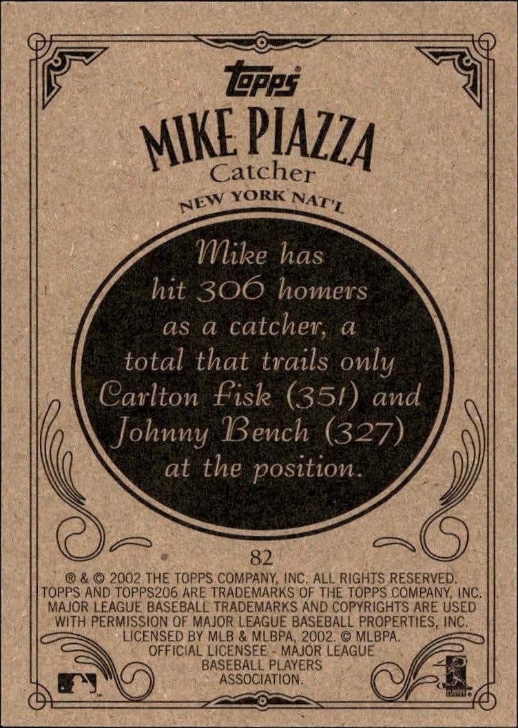 2002 Topps 206 Mike Piazza #82 baseball trading card back