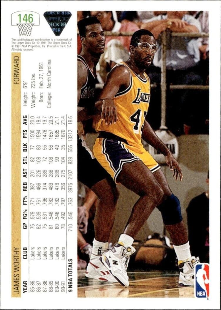 1991 Upper Deck James Worthy #146 basketball trading card back