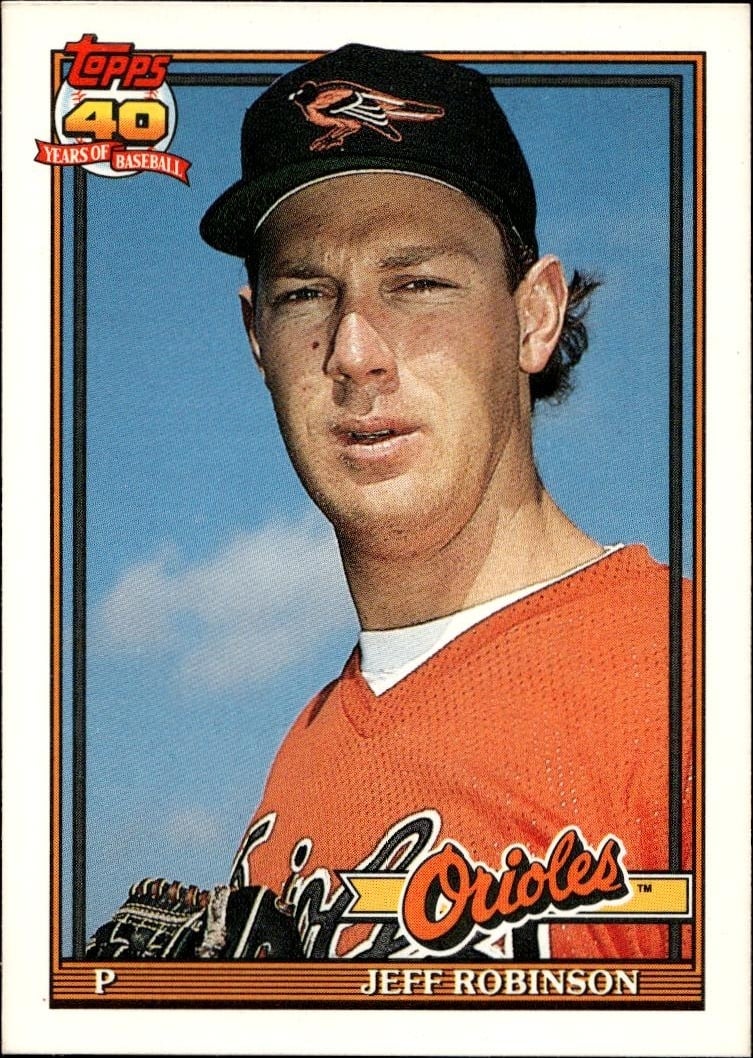 1991 Topps Traded Jeff Robinson #100T trading card
