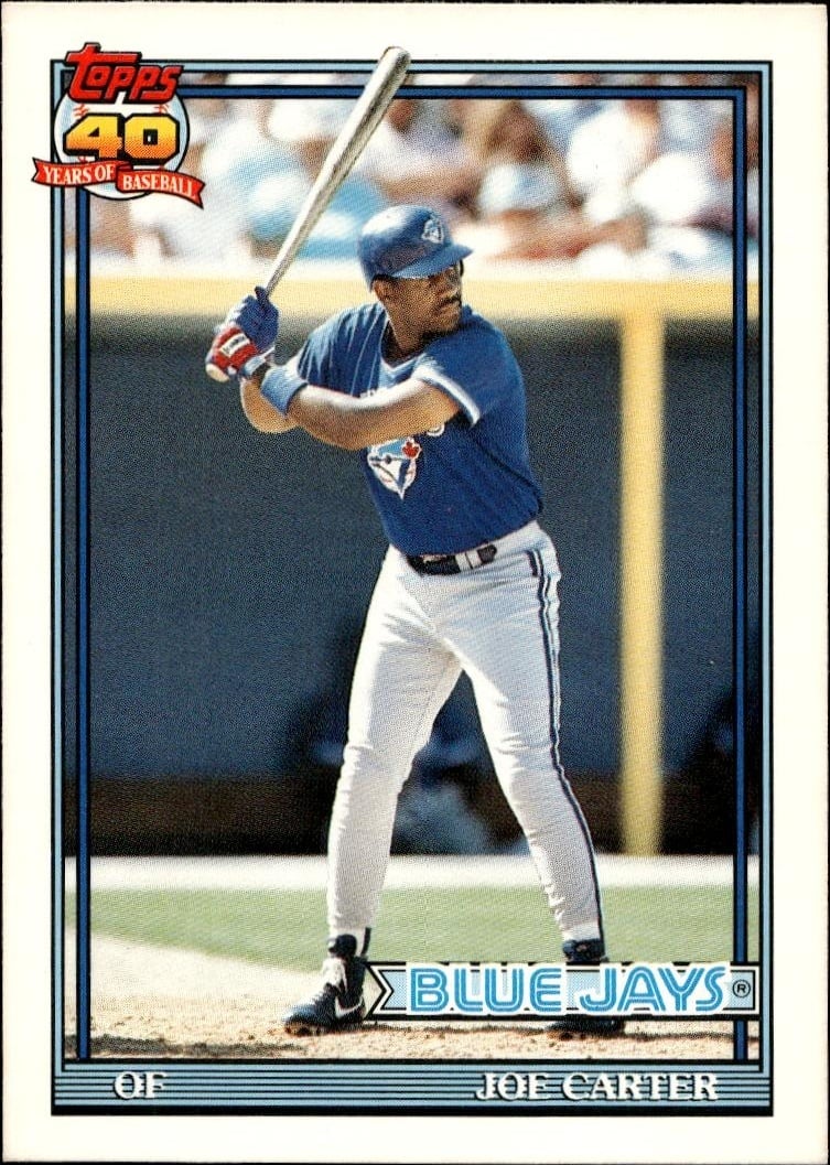 1991 Topps Traded Joe Carter #20T trading card