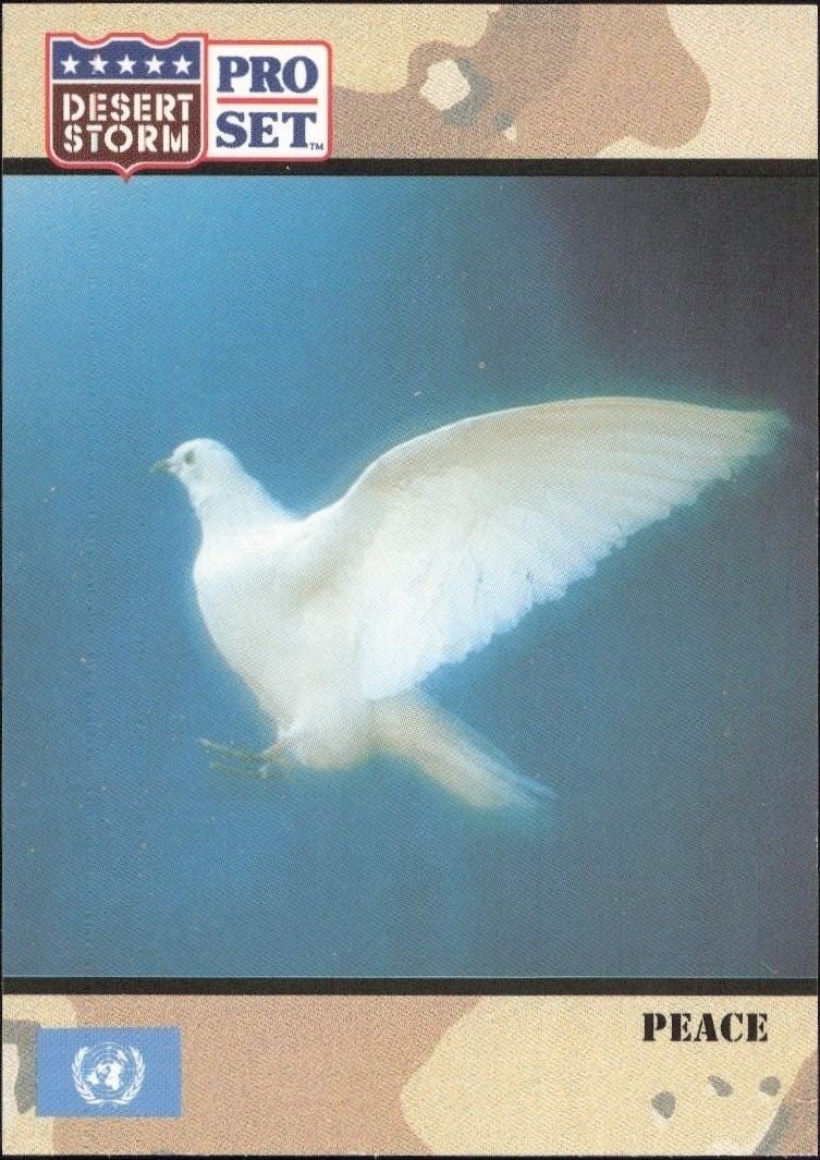 Peace 1991 Pro Set Desert Storm #250 Military Trading Card - Front 1991 Pro Set Desert Storm Peace #250 military trading card front