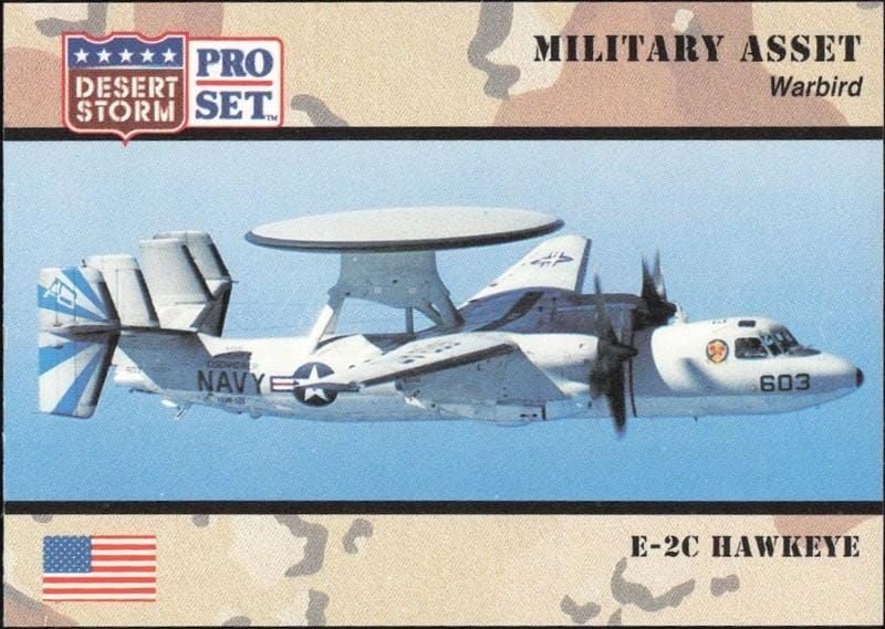 E-2C Hawkeye 1991 Pro Set Desert Storm #246 Military Trading Card - Front 1991 Pro Set Desert Storm E-2C Hawkeye #246 military trading card front