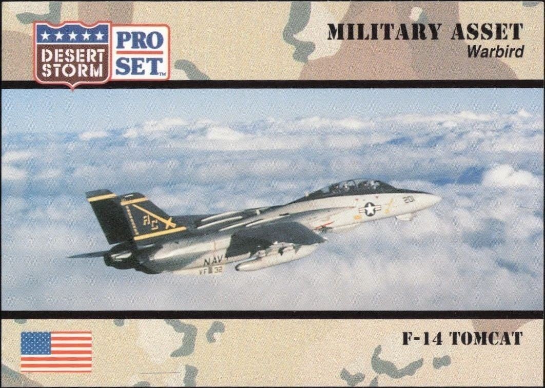 F-14 Tomcat 1991 Pro Set Desert Storm #221 Military Trading Card - Front 1991 Pro Set Desert Storm F-14 Tomcat #221 military trading card front