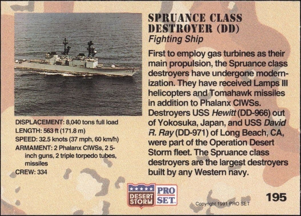 Spruance Class Destroyer (DD) - Back