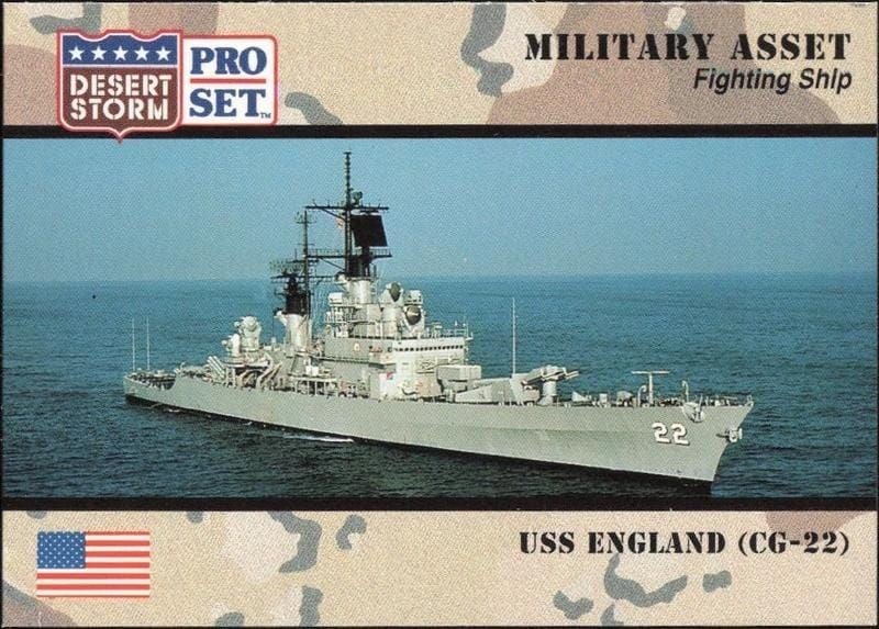 USS England (CG-22) 1991 Pro Set Desert Storm #178 Military Trading Card - Front 1991 Pro Set Desert Storm USS England (CG-22) #178 military trading card front
