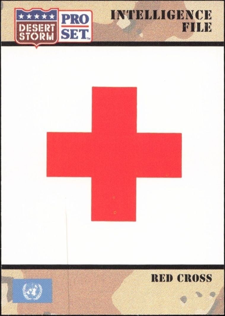 Red Cross 1991 Pro Set Desert Storm #147 Military Trading Card - Front 1991 Pro Set Desert Storm Red Cross #147 military trading card front