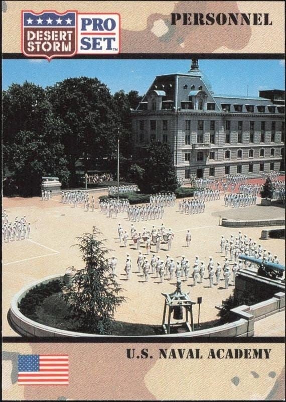U.S Naval Academy 1991 Pro Set Desert Storm #126 Military Trading Card - Front 1991 Pro Set Desert Storm U.S Naval Academy #126 military trading card front
