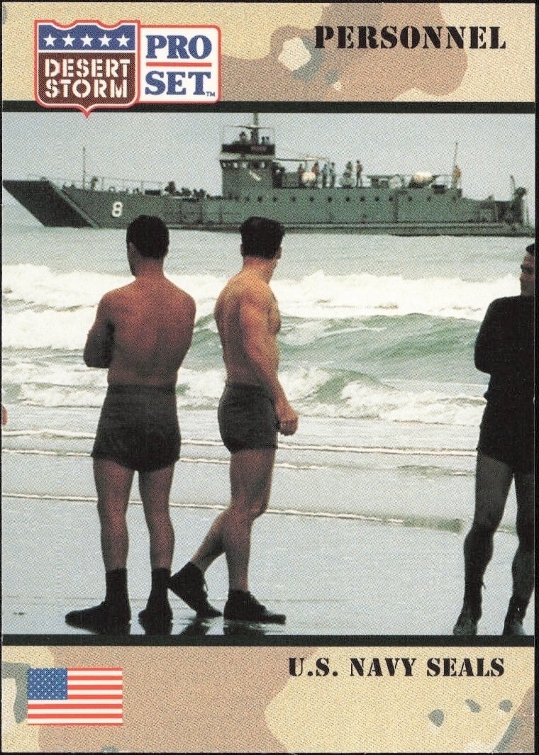 U.S Navy Seals 1991 Pro Set Desert Storm #127 Military Trading Card - Front 1991 Pro Set Desert Storm U.S Navy Seals #127 military trading card front