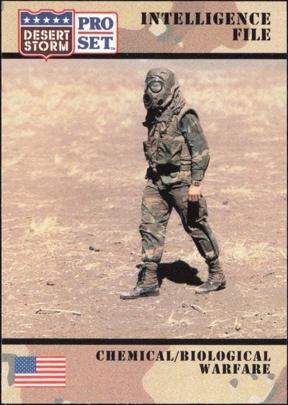 Chemical/Biological Warfare 1991 Pro Set Desert Storm #131 Military Trading Card - Front 1991 Pro Set Desert Storm Chemical/Biological Warfare #131 military trading card front