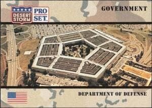 Department Of Defense 1991 Pro Set Desert Storm #105 Military Trading Card - Front 1991 Pro Set Desert Storm Department Of Defense #105 military trading card front