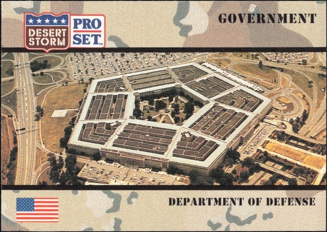 Department Of Defense 1991 Pro Set Desert Storm #105 Military Trading Card - Front 1991 Pro Set Desert Storm Department Of Defense #105 military trading card front