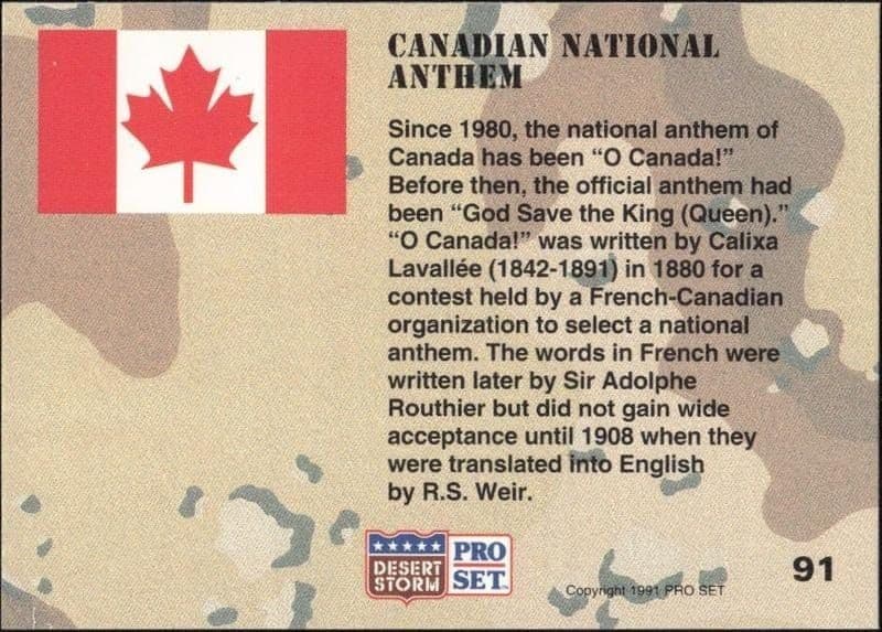 Canadian National Anthem - Back