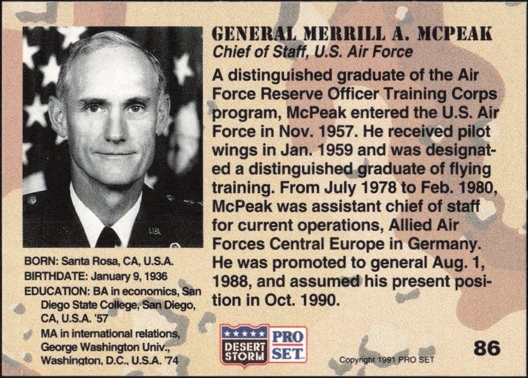 General Merrill A. Mcpeak - Back