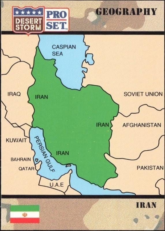 Iran 1991 Pro Set Desert Storm #24 Military Trading Card - Front 1991 Pro Set Desert Storm Iran #24 military trading card front