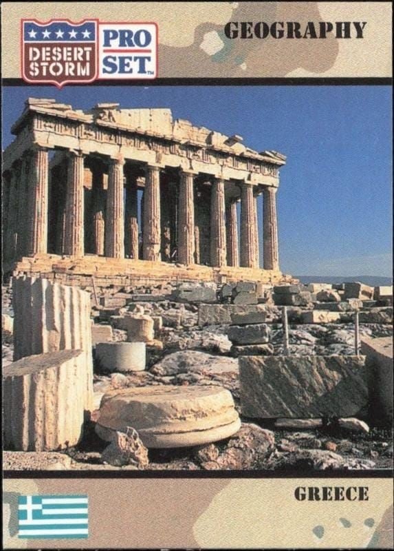 Greece 1991 Pro Set Desert Storm #20 Military Trading Card - Front 1991 Pro Set Desert Storm Greece #20 military trading card front