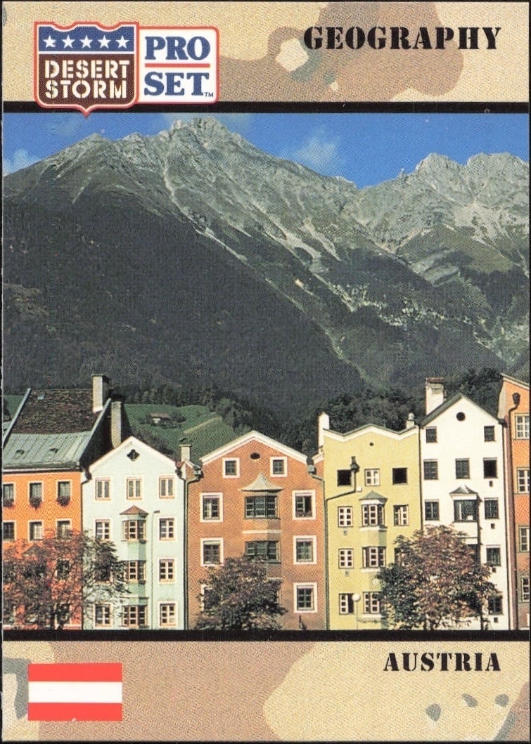 Austria 1991 Pro Set Desert Storm #4 Military Trading Card - Front 1991 Pro Set Desert Storm Austria #4 military trading card front