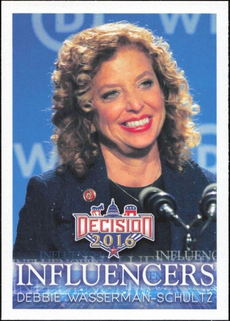 Debbie Wasserman-Schultz 2016 Leaf Decision #28 Political Trading Card - Front 2016 Leaf Decision Debbie Wasserman-Schultz #28 political trading card front