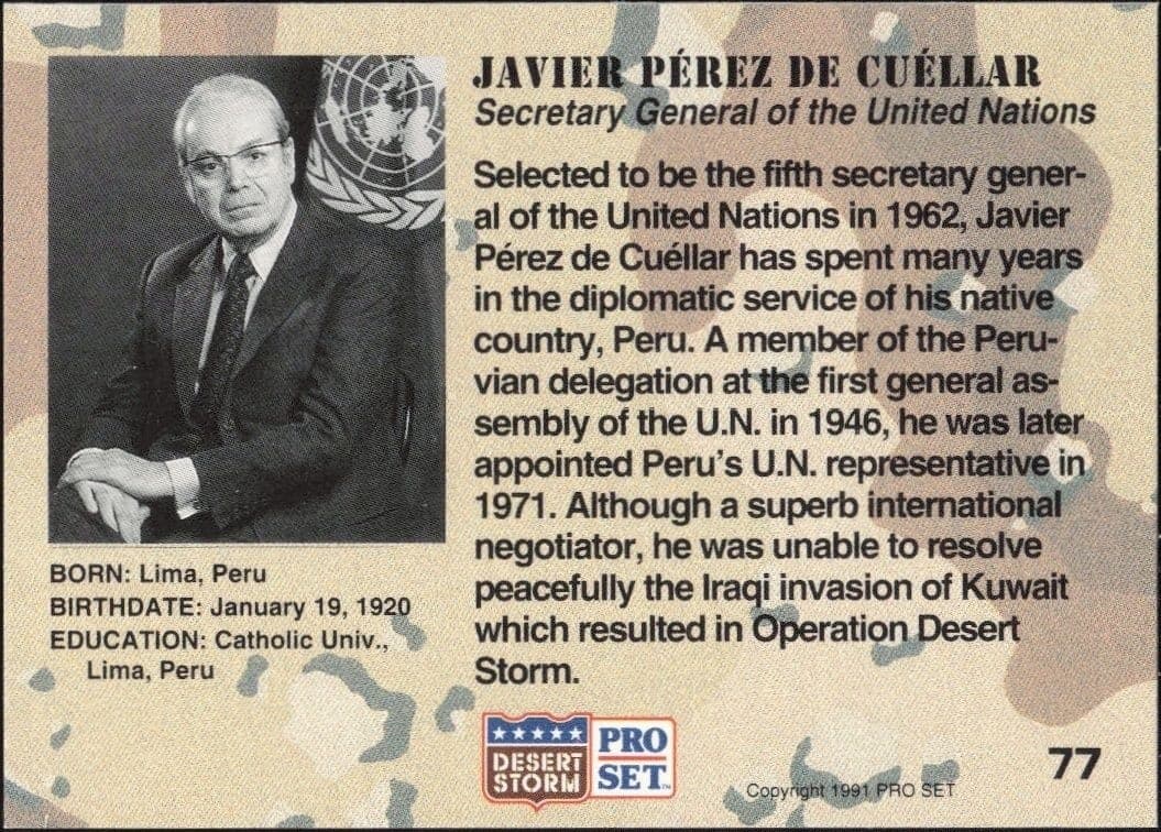 Javier Pérez de Cuéllar - Back
