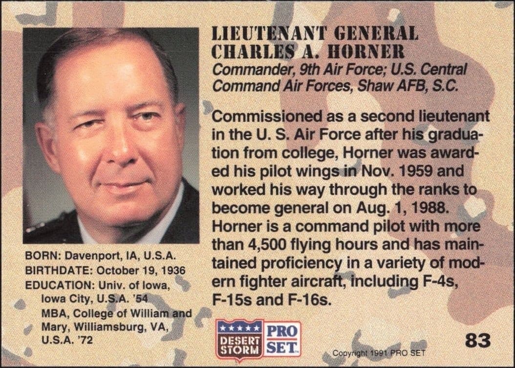 Lieutenant General Charles A. Horner - Back