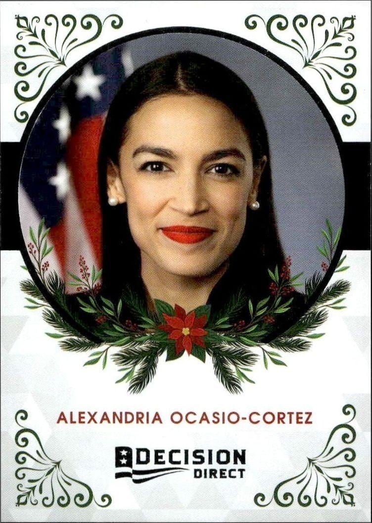 Alexandria Ocasio-Cortez 2020 Leaf Decision Direct Holiday #10 Political Trading Card - Front 2020 Leaf Decision Direct Holiday Alexandria Ocasio-Cortez #10 political trading card front