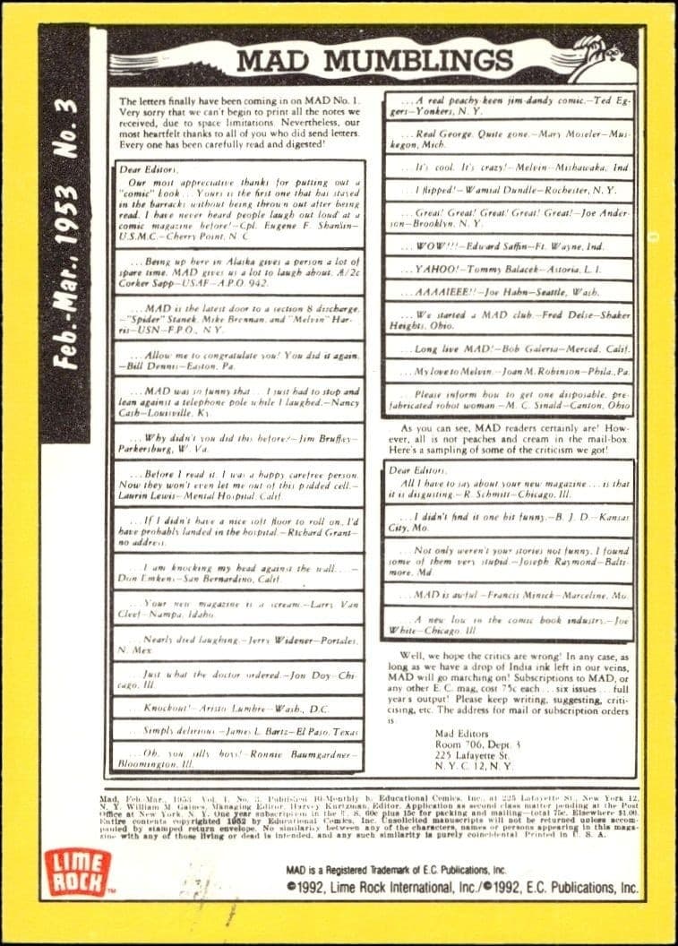 Mad No. 3 (Jan.-Feb. 1953) - Back