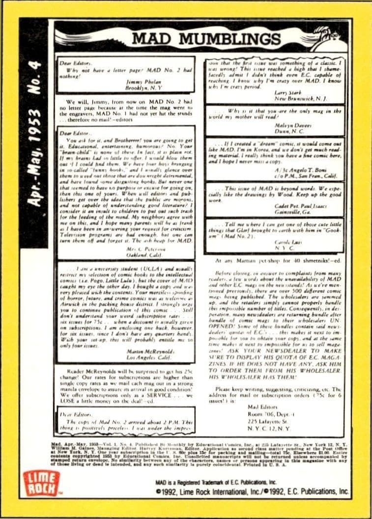 Mad No. 4 (Apr.-May 1953) - Back