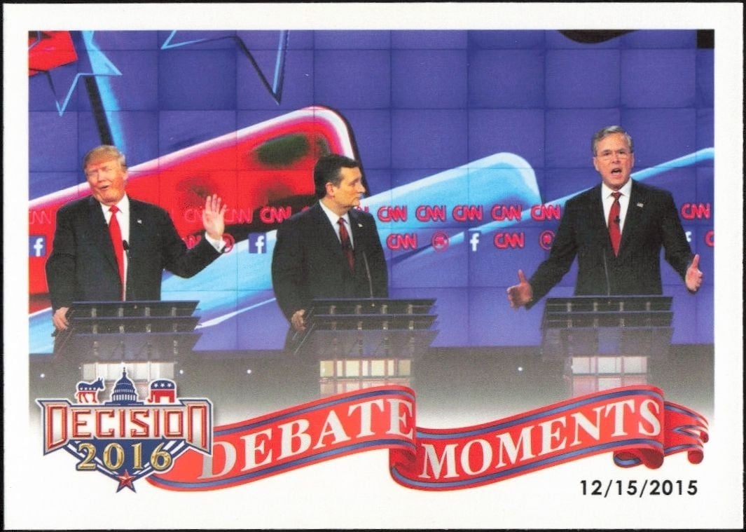 December 15, 2015 Debate 2016 Leaf Decision #72 Political Trading Card - Front 2016 Leaf Decision December 15, 2015 Debate #72 political trading card front