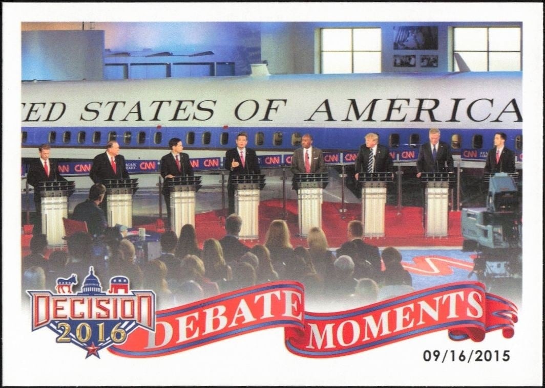 September 16, 2015 Debate 2016 Leaf Decision #68 Political Trading Card - Front 2016 Leaf Decision September 16, 2015 Debate #68 political trading card front