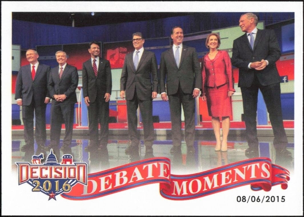 August 6, 2015 Debate 2016 Leaf Decision #66 Political Trading Card - Front 2016 Leaf Decision August 6, 2015 Debate #66 political trading card front