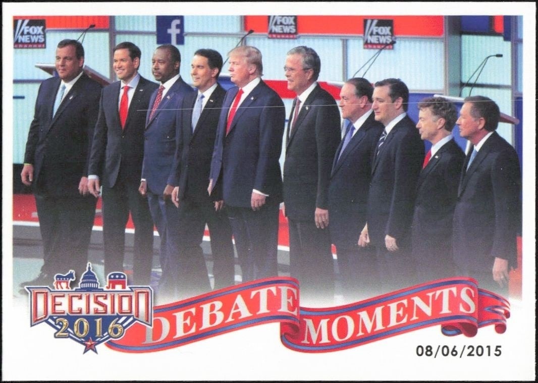 August 6, 2015 Debate 2016 Leaf Decision #67 Political Trading Card - Front 2016 Leaf Decision August 6, 2015 Debate #67 political trading card front