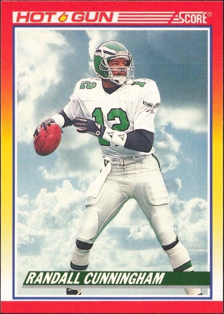Randall Cunningham 1990 Score #563 Football Trading Card - Front 1990 Score Randall Cunningham #563 football trading card front